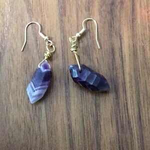 Purple Crystal Gold Hook Earrings